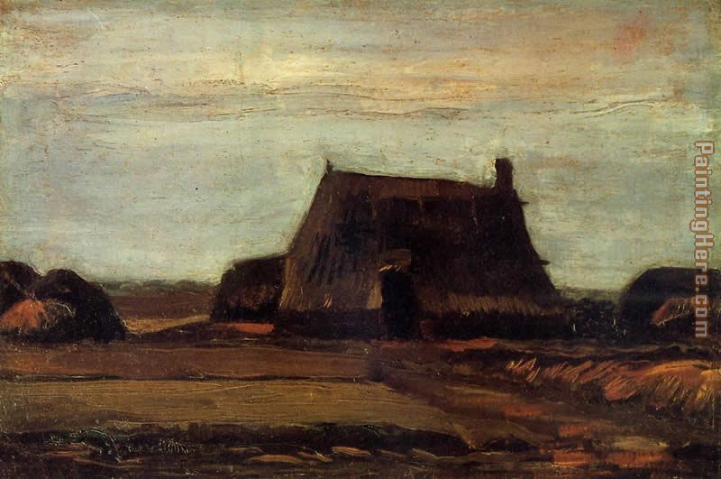 Vincent van Gogh Farmhouse with Peat Stacks